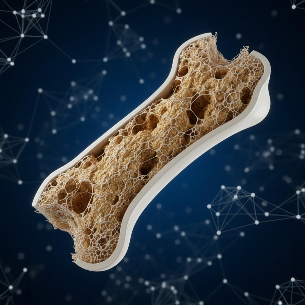 3D illustration of internal bone structure showing density.