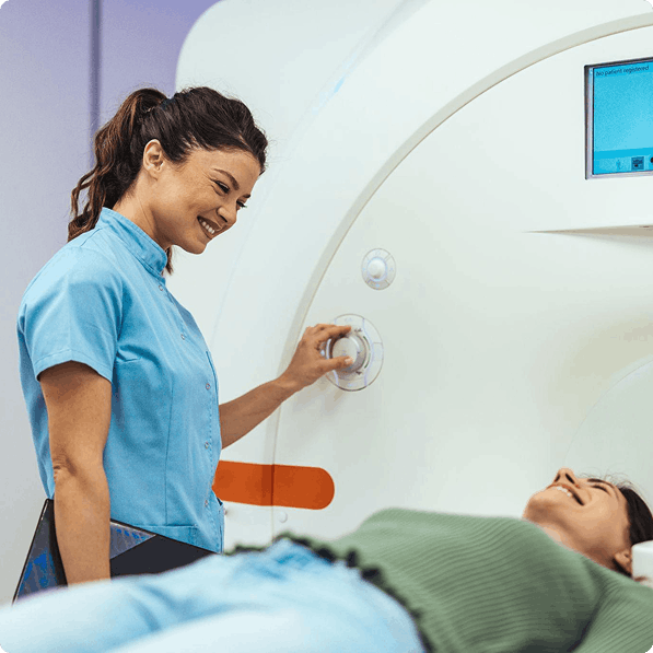 MRI technician with patient